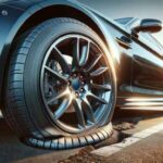 Auto mit platten Reifen.